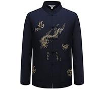 Hombres Chino Tradicional Manga Larga/Manga Corta Collar del Soporte Traje Tang con Dragón Diseño Tai Chi Camisa Kung Fu Uniforme Ropa de Entrenamiento