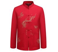 Hombres Chino Tradicional Manga Larga/Manga Corta Collar del Soporte Traje Tang con Dragón Diseño Tai Chi Camisa Kung Fu Uniforme Ropa de Entrenamiento