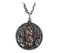 Hombres Collar Colgante Madonna y Eye of God Hip Hop Madre de Dios Collar Madre y Dama Presente, Halskette50cm