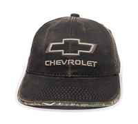 Hombres de Chevrolet envejecido Gorra con visera de camuflaje bajo, marrón/Realtree borde, Chevy sombrero