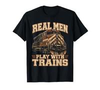 Hombres de Verdad juegan con Trenes Divertido Railfan Camiseta