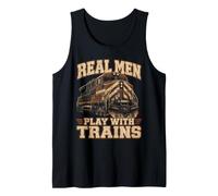 Hombres de Verdad juegan con Trenes Divertido Railfan Camiseta sin Mangas