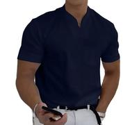 Hombres Deportiva Camiseta Corto Manga Cuello V Fitness Verano T Shirt de Hombre Casual Top Blusa (S, B Azul Tibetano)