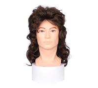 Hombres Diadema de peluca pelo rizado medio a largo for hombre, diadema superior completa, cómoda y transpirable Postizo(Bruin)
