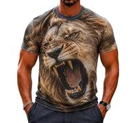 Hombres Feroz Lobo 3D Todo sobre impresión Camiseta Realista Animal Salvaje gráfico Manga Corta Cuello tripulación Novedad tee Casual Vacaciones de Verano Top