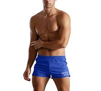 Hombres Gimnasio Culturismo Rutina de Ejercicio Men Pantalones Cortos Algodón Style A Azul, 3 Inseam Thin Fabric Without Pockets XXL