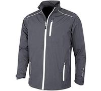 Hombres IGJKT1723 Golf Green Island y Cremallera Chaqueta Impermeable a Prueba de Viento y Transpirable Deportes Lluvia, Carbón/Blanco, Medio