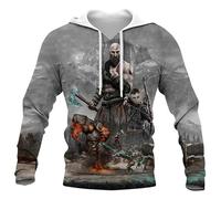 Hombres Kratos Dios de la Guerra Sudadera con Capucha 3D Digital de Manga Larga con Capucha