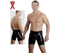 Hombres Largos De Látex Boxers Negro Negro Xl