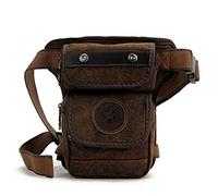 Hombres Lienzo Caer Pierna Bolsa Cintura Paquete de Fanny Moto Montar Ciclismo Viajes Táctico Deportes Al Aire Libre Café