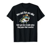 Hombres & Los peces son iguales Ambos se meten en problemas Abrir la boca Camiseta