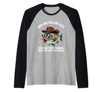 Hombres & Los Peces Son Iguales Ambos se meten en Problemas Abrir la Boca Camiseta Manga Raglan