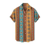 Hombres Moda Estilo Étnico Retro Gráfico 3D Impreso Camisas de Manga Corta Playa Tropical Camisas Verano Camisa Hawaiana Botón de la Solapa Blusa Tops
