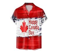 Hombres Moda Verano Casual Playa Mar Impresión Digital 3D Manga Corta Canadá, beige, XXL