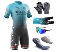 Hombres Monos Manga Corto del Verano Transpirable Ciclismo Skinsuit Sets con Prima para competiciones Pad Exterior Sportswear Triatlón Ropa Bodies Triatlón Clothes-Siamés (TYP-1,L)