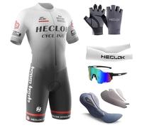 Hombres Monos Manga Corto del Verano Transpirable Ciclismo Skinsuit Sets con Prima para competiciones Pad Exterior Sportswear Triatlón Ropa Bodies Triatlón Clothes-Siamés (TYP-8,S)