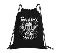 Hombres Mujer Bolsos Con Cincha Calavera De Rock And Roll Mochila Con Cordón Durable Saco De Gimnasio Impermeable Bolsas De Cuerdas Gimnasio Para Gimnasio Yoga Playa