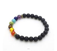 Hombres Mujeres 7 Chakra Mezcla de piedra Chakra Pray Mala Pulsera Lava Rock Cuentas de bricolaje Joyería Pulseras de equilibrio-6