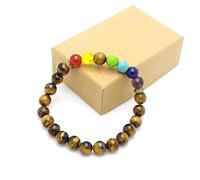 Hombres Mujeres 7 Chakra Mezcla de piedra Chakra Pray Mala Pulsera Lava Rock Cuentas de bricolaje Joyería Pulseras de equilibrio-Seducir
