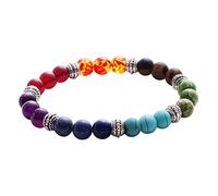 Hombres Mujeres 7 Chakra Mezcla de piedra Chakra Pray Mala Pulsera Lava Rock Cuentas de bricolaje Joyería Pulseras de equilibrio-1
