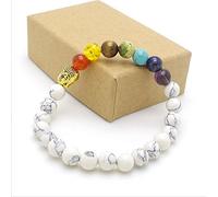 Hombres Mujeres 7 Chakra Piedra Mixta Chakra Orar Mala Pulsera Lava Rock Cuentas de bricolaje Joyería Pulseras de equilibrio-4