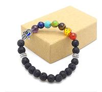 Hombres Mujeres 7 Chakra Piedra Mixta Chakra Pray Mala Pulsera Lava Rock Cuentas de bricolaje Joyería Pulseras de equilibrio-5