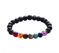 Hombres Mujeres 7 Chakra Piedra Mixta Chakra Pray Mala Pulsera Lava Rock Cuentas de bricolaje Joyería Pulseras de equilibrio-3