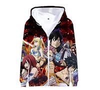Hombres Mujeres Anime Fairy Tail 3D Sudadera con Capucha Natsu Sudadera con Cremallera de Dibujos Animados de Manga Larga Chaqueta Cárdigan Gray Erza Lucy