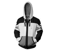 Hombres/Mujeres con capucha cremallera Color Patchwork Kingdom Hearts Series Corto Estilo Cardigan Sudaderas, Blanco, L