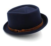 Hombres Mujeres Diamond Top Pork Pie Sombreros Fedora Sunhat Trilby Caps Jazz Party Travel Outdoor Winter Tamaño EE. UU. 7 1/4 UK L (Color : Navy Blue)