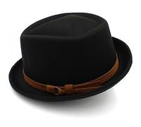 Hombres Mujeres Diamond Top Pork Pie Sombreros Fedora Sunhat Trilby Caps Jazz Party Travel Outdoor Winter Tamaño EE. UU. 7 1/4 UK L (Color : Negro)