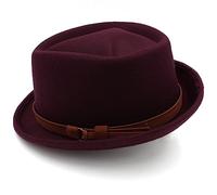 Hombres Mujeres Diamond Top Pork Pie Sombreros Fedora Sunhat Trilby Caps Jazz Party Travel Outdoor Winter Tamaño EE. UU. 7 1/4 UK L (Color : Vino Rojo)