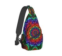 Hombres Mujeres Gimnasio Crossbody Saco Satchel Bolsa de senderismo al aire libre, Tie Dye Classic Mandala Kaleidoscope Art Sling Mochila Mochila para exteriores Correr Escalada Bolsas de asas práct