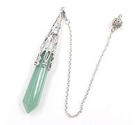 Hombres Mujeres Péndulo Piedra Natural Amuleto Columna hexagonal Colgante de cristal Péndulos para aventurina verde