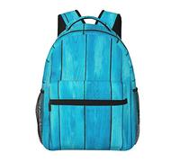Hombres Mujeres Poliéster duradero Mar Azul Viejo Tablón de madera de roble Rayas Maderas Arte Mochila Bolso de hombro de gran capacidad con correas de hombro ajustables para acampar Viajes Caminar