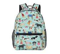 Hombres Mujeres Poliéster duradero Samoyedo Pug Bulldog Golden Retriever Alaskan Dog Art Daypack Bookbag Bolso de hombro de gran capacidad con correas acolchadas para escalar Viajes Caminar Ciclismo