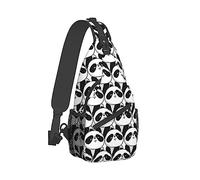 Hombres Mujeres Sling Backpack Satchel Bookbags Travel Backpack Daypack Multiusos Anti Theft Tool Mochila, Crossbody Chest Mochila, Cute White And Black Panda Animal Pattern