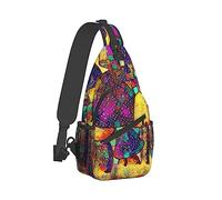 Hombres Mujeres Sling Shoulder Backpack Packable Handy Chest Day Bag Psychedelic Mushrooms Painting Multipurpose Anti Theft Daypack Mochila táctica con correa ajustable para el hombro
