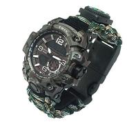 Hombres Mujeres Supervivencia Reloj analógico digital Reloj de pulsera de supervivencia al aire libre Reloj de supervivencia Impermeable Paraguas Reloj de cuerda Adecuado para senderismo Camping (B)