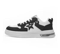 Hombres Mujeres Zapatillas Estilo Court Bajas Acento Estrella Retro Cordones Skate Transporte Diario Forro Suave,Negro,44 EU