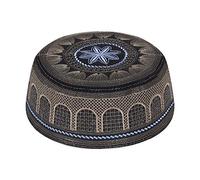 Hombres Musulmanes Oración Kufi Sombrero Oración Headwear Cap Islámico Beanie Skull Cap Bordado Kofia Topi Sun Hat - negro - talla única