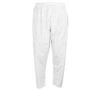 Hombres Musulmanes Pantalones Poliéster Algodón Estilo Suelto con Cintura Banda Elástica Pantalones Afganos Ropa(L-Blanco)