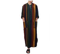 Hombres Musulmanes Túnica Sudaderas Top Ropa árabe Hombres Vestidos Traje de Hombre Musulmán Bata Camisas Largas Sueltas Ocasionales Bata de casa Abaya Kaftan Islámico (A Green, XL)