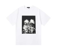 Hombres Negro Camiseta De Manga Corta, Llamativo Iridescente Ángel-como Figura Letras Gráficas, Relajado Ajuste Cuello De La Tripulación Diseño, Estilo Streetwear Moda Top para Todos-color01||XX_l