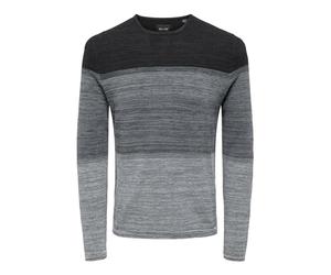 Hombres O&S Suéter Delgado Manga Larga Cuello Redondo Jumper Básico Punto ONSPANTER, Color:Gris-2, Talla Sudadera:M