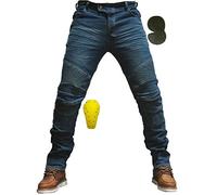 Hombres Pantalones De Motociclismo para Pantalones Vaqueros De Motocicleta Rectos Y Delgados De Motocross con Pantalones Anti Caída,Jeans De Moto, 4 X Equipo De Protección (Blue,XXL)