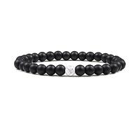 Hombres Piedra de lava Parejas Pulseras de distancia Piedra natural Blanco Negro Yin Yang Brazaletes con cuentas para mujeres Amigo Pulsera-mate-blanco