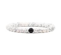 Hombres Piedra de lava Parejas Pulseras de distancia Piedra natural Blanco Negro Yin Yang Brazaletes con cuentas para mujer Amigo Pulsera-blanco-mate