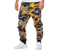 Hombres Primavera Otoño Ligero Pantalones Simple Estilo Largos Carga Combate Pantalones Hombres Moda Trabajo Camo Ejército Militar Táctico Pantalones Multi Bolsillos, naranja, XL