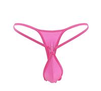 Hombres Simple Personalidad Moda Casual Mini Tanga Ropa Interior T Pantalones Traje de Baño, Rosa intenso., talla única